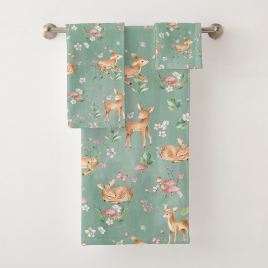 Cute Waterverf Deer Patroon Bad Handdoek (Insitu)