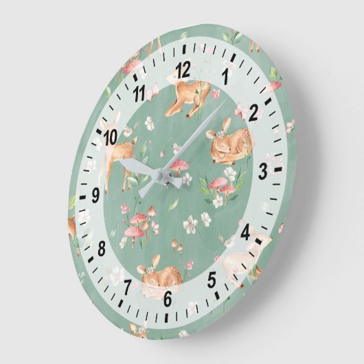 Cute Waterverf Deer Patroon Grote Klok (Hoek)