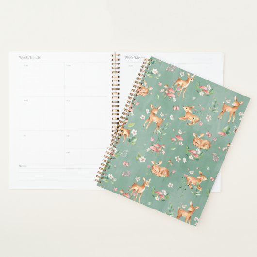 Cute Waterverf Deer Patroon Planner (Display)