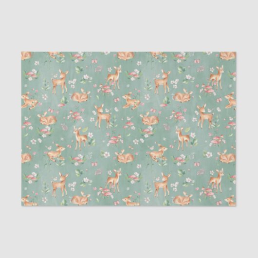 Cute Waterverf Deer Patroon Tissuepapier (Voorkant)