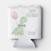 Cute Waterverf Dinosaur Birthday Boy Personalized Blikjeskoeler (Achterkant)