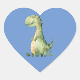 Cute Waterverf Dinosaur Hart Sticker