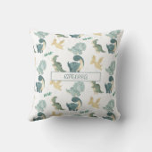 Cute Waterverf Dinosaur Pattern Kussen (Achterkant)