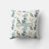 Cute Waterverf Dinosaur Pattern Kussen (Achterkant)