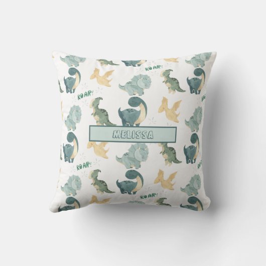 Cute Waterverf Dinosaur Pattern Kussen (Achterkant)