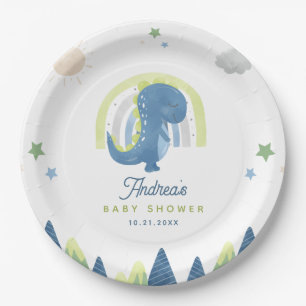 Cute Waterverf Dinosaur T Rex Baby shower Party Papieren Bordje