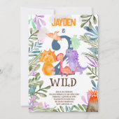 Cute waterverf dinosaurs greenery 2 Wilde verjaard Kaart (Voorkant)