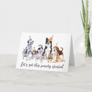 Cute Waterverf Dog Party Happy Birthday Kaart