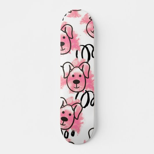 Cute Waterverf Dog Pattern Skateboard (Voorkant)