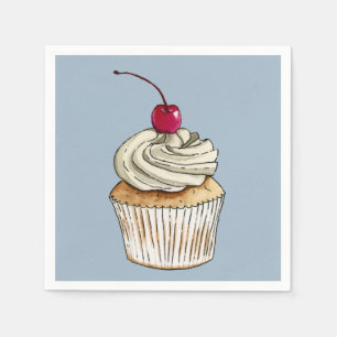 Cute Waterverf Doodle Cupcake Servet