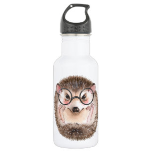 Cute waterverf Egel in glazen Waterfles