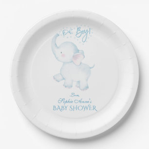 Cute Waterverf Elephant Oh Boy Baby shower Papieren Bordje