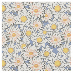 Cute waterverf floral Blauw-wit patroon Stof