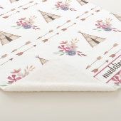 Cute Waterverf Floral Boho Teepee Personalized Sherpa Deken (3/4)