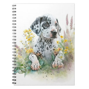 Cute Waterverf Floral Dalmatian Puppy Dog Notitieboek