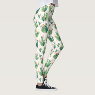 Cute Waterverf Flowering Cactus Pattern Leggings