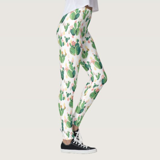 Cute Waterverf Flowering Cactus Pattern Leggings (Rechts)