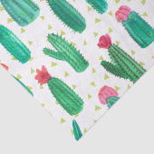 Cute Waterverf Flowering Cactus Pattern Tissuepapier (Detail)