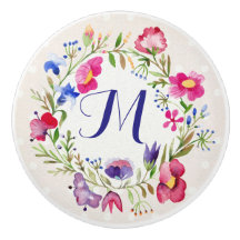 Cute Waterverf Flowers Floral Fine Monogram
