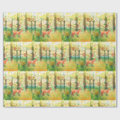 Cute Waterverf Fox Animal Autumn Fall Leaves Cadeaupapier (Vlak)