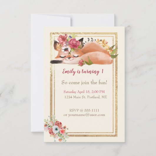 Cute waterverf fox baby kaart (Voorkant)