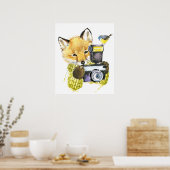Cute Waterverf Fox die Afbeeldingen gebruikt Poster (Keuken)