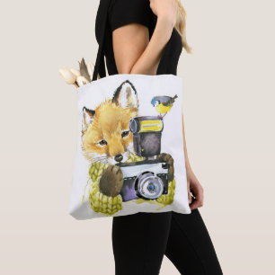 Cute Waterverf Fox die Afbeeldingen inneemt Draagtas