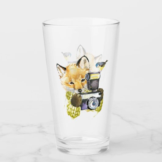 Cute Waterverf Fox die Afbeeldingen inneemt Glas (Voorkant)