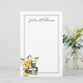 Cute Waterverf Fox die Afbeeldingen inneemt | Naam Briefpapier (Staand voorkant)
