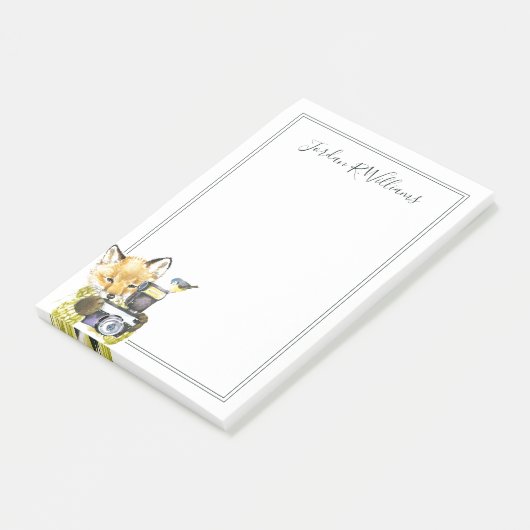 Cute Waterverf Fox die Afbeeldingen inneemt | Naam Post-it® Notes (Schuin)