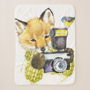 Cute Waterverf Fox die Afbeeldingen inneemt Sherpa Deken