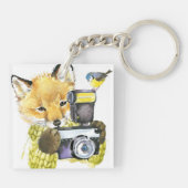 Cute Waterverf Fox die Afbeeldingen inneemt Sleutelhanger (Achterkant)