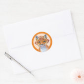 Cute Waterverf Fox Ronde Sticker (Envelop)