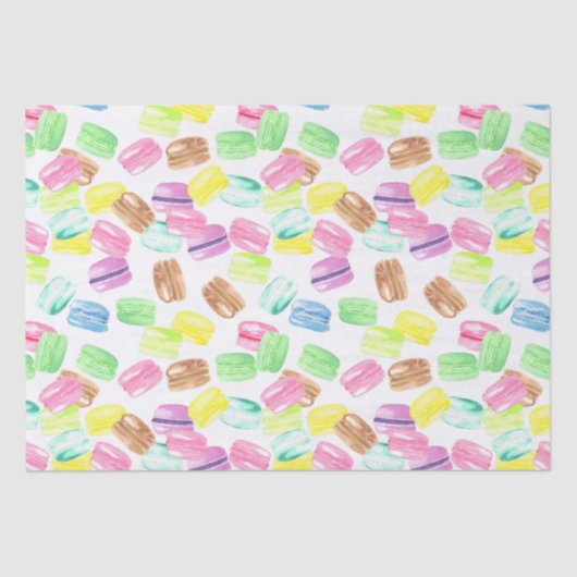 Cute Waterverf French Macaroon | Macaron Pattern Tissuepapier (Voorkant)