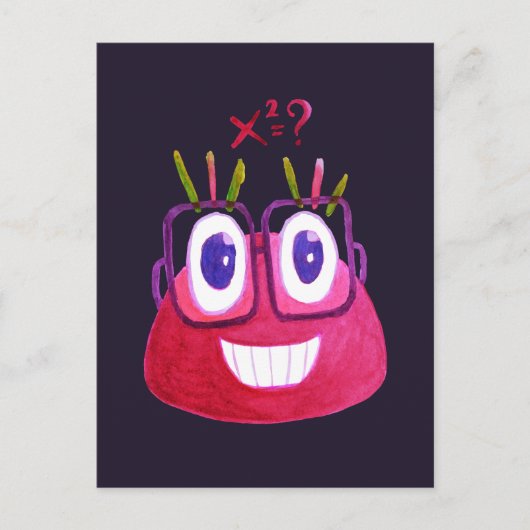 Cute Waterverf Geek Snoep Character Mathematicus Briefkaart (Voorkant)