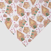 Cute Waterverf Gingerbrood House White Kerstmis Tissuepapier (Detail)