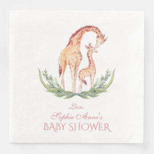 Cute Waterverf Giraffe Girl Baby shower Servet
