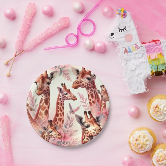 Cute Waterverf Giraffe Papieren Bordje (Feest)