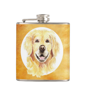 Cute Waterverf Golden Retriever Dog Pet Animal Heupfles