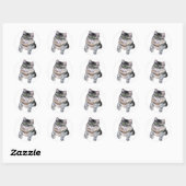 Cute Waterverf Gray Tabby Cat Ronde Sticker (Vel)