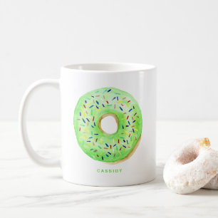 Cute Waterverf Green Donut Sprinkles Personalized Koffiemok
