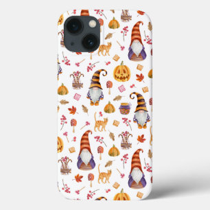 Cute Waterverf Halloween Gnomes, Pumpkins and Cat iPhone 13 Hoesje