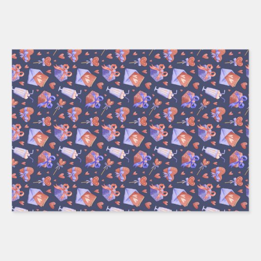 Cute Waterverf Heart Love Pattern Valentijnsdag Inpakpapier Vel (Voorkant 3)