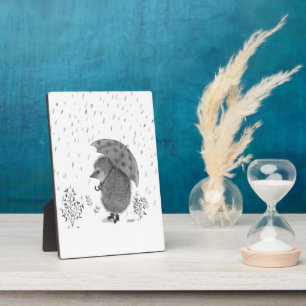 Cute Waterverf Hedegel Rainy Day Whimsical Fotoplaat