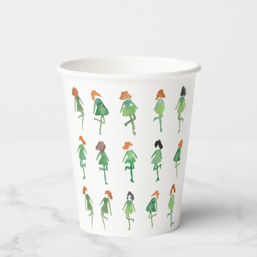 Cute Waterverf Irish Dance Hand-Illustrated Papieren Bekers (Achterkant)