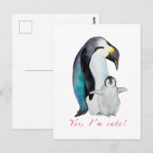 Cute waterverf keperor pinguins briefkaart (Voorkant / Achterkant)