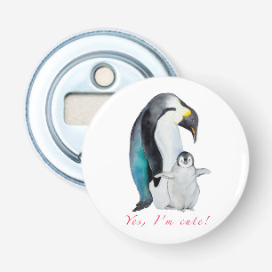 Cute waterverf keperor pinguins button flesopener