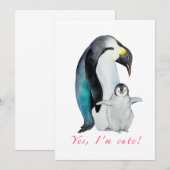 Cute waterverf keperor pinguins kaart (Voorkant / Achterkant)