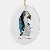 Cute waterverf keperor pinguins keramisch ornament (Rechts)