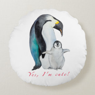 Cute waterverf keperor pinguins rond kussen
